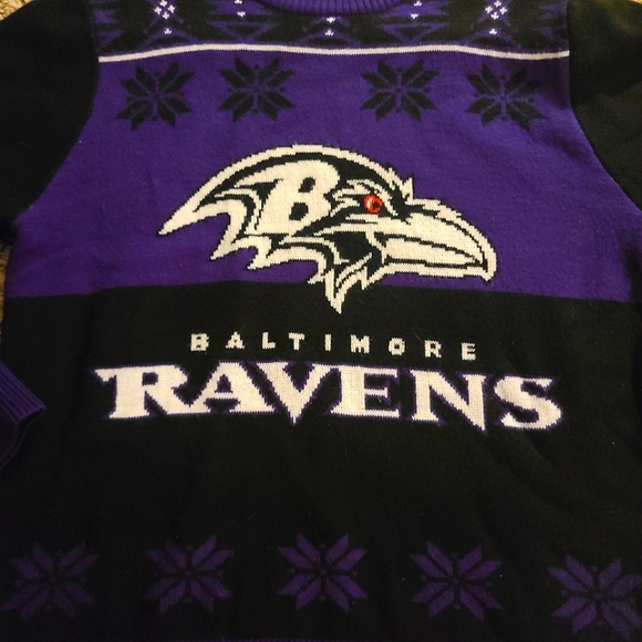 NFL Baltimore Ravens Christmas Sweater black/Purple Youth Size Large (14-16) - Picture 3 of 6